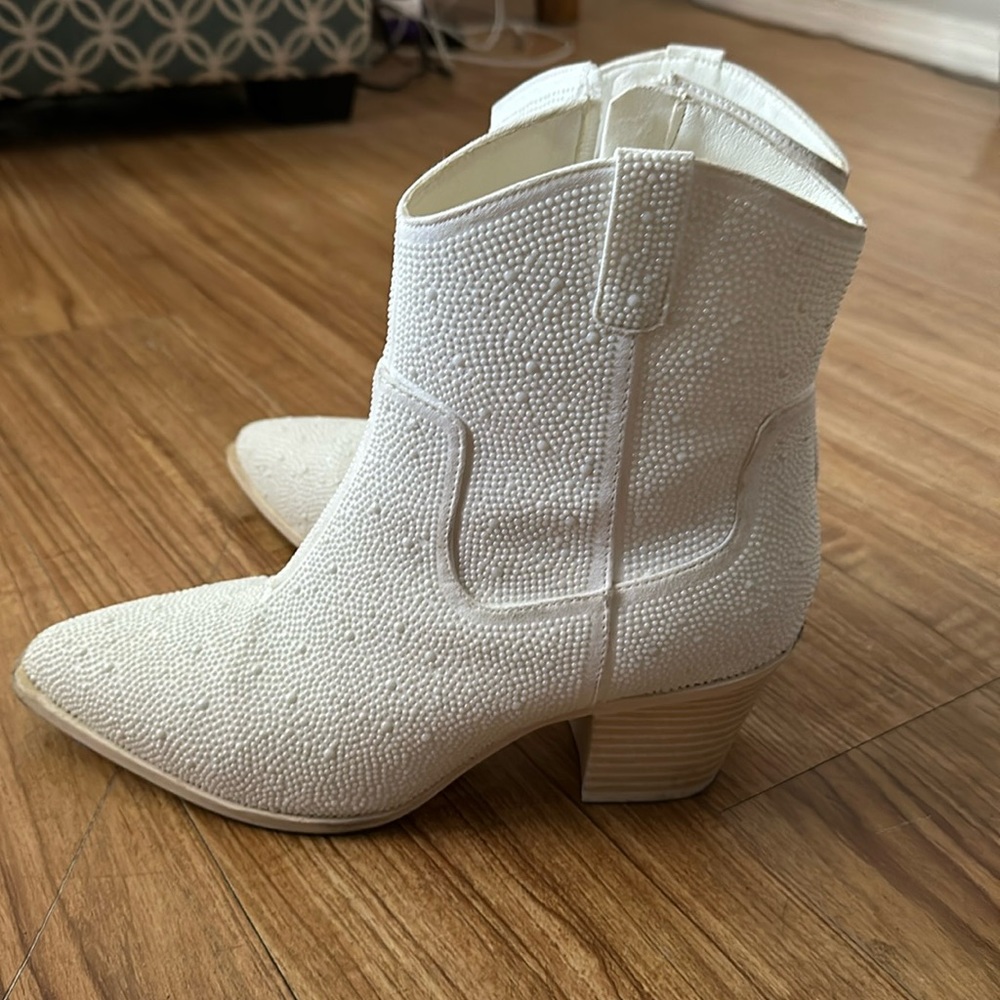 Pearled White Booties